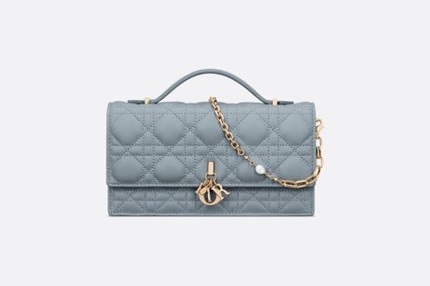 Miss Dior Mini Bag Cloud Blue Cannage Lambskin | DIOR US Miss Dior Bag, Dior Mini Bag, Dior Top, Dior Book Tote, Christian Dior Couture, Dior Couture, Miss Dior, Functional Accessories, Boutique Online