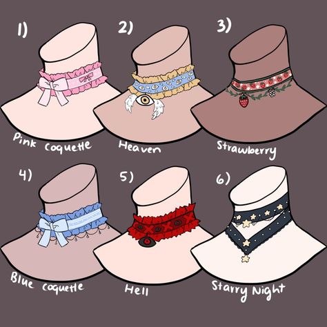 Mochipan on X: "1, 2, 3, 4, 5, or 6? https://t.co/ffmU1pISwS" / X Oc Accessories Ideas, Choker Drawing, Accessories Design Sketch, Animated Clothes, Oc Reference, Oc Maker, Artistic Fashion, Outfit References, Clothing Sketches