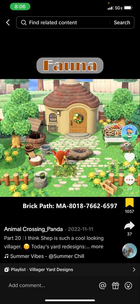 Animal Crossing Fauna Yard, Brick Path, Animal Crossing Villagers, Yard Design, Fun Games, Animal Crossing, Summer Vibes, Yard, Animals