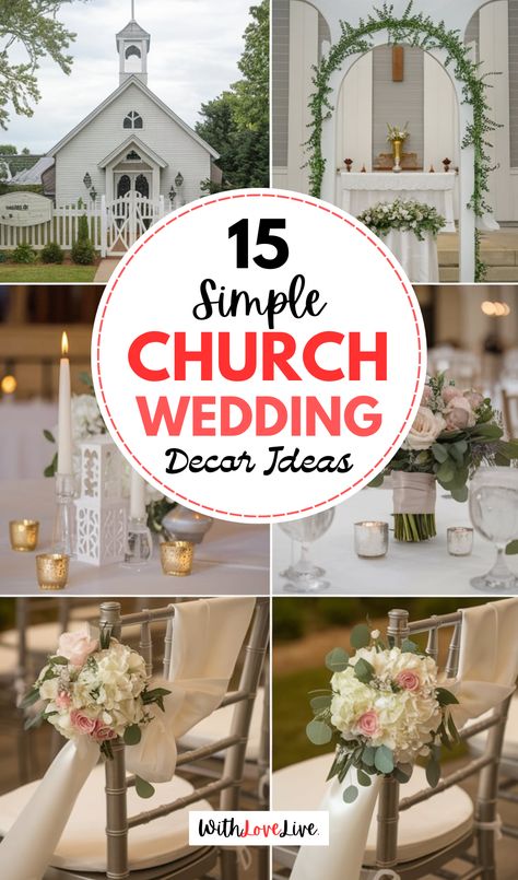 Transform your church wedding with these simple decor ideas that capture your unique style! ✨💍 From chic floral displays to personal mementos, create a setting that tells your love story beautifully. Don’t forget to save this pin for your wedding planning journey! 🌷🕊️ Church Pew Wedding Decorations, Church Pew Wedding, Church Wedding Decor, Wedding Chapel Decorations, Simple Wedding Venues, Church Wedding Decorations Aisle, Church Pew Decorations, Simple Church Wedding, Wedding Pew Decorations