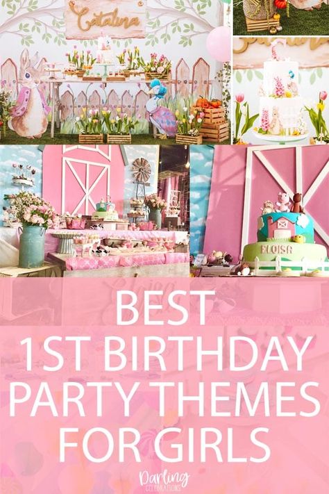 Girls One Year Birthday Party Theme, Daughters First Birthday Theme, May 1st Birthday Ideas Girl, One Year Old Birthday Party Theme Girl, 1yr Birthday Party Ideas Girl, Spring Baby Birthday Ideas, 1 Yr Birthday Party Girl, Animal First Birthday, Girl First Birthday Party Ideas Summer