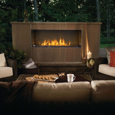 Take The Stress Out Of Everyday Life Linear Gas Fireplace, Double Sided Gas Fireplace, Vent Free Gas Fireplace, Napoleon Fireplace, Decking Ideas, Fire Pit Materials, Outdoor Gas Fireplace, Gas Fireplace Insert, Linear Fireplace