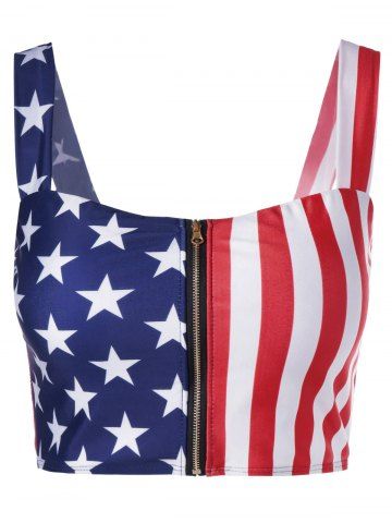 SHARE & Get it FREE | Women's Chic Flag Print Crop TopFor Fashion Lovers… American Flag Crop Top, Zip Up Crop Top, Anchor Jewelry, Zip Up Top, Crop Tops Online, Flag Outfit, Shirt Prints, Summer Closet, Clothing Pieces