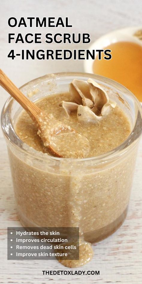 Transform Your Skin With This DIY Brown Sugar Oatmeal Face Scrub - The Detox Lady Diy Facial Exfoliating Scrub, Homemade Face Scrubs, Diy Exfoliating Face Scrub, Diy Brown Sugar, Avocado Tea, Homemade Facial Scrub, Diy Facial Scrub, Oatmeal Face Scrub, Scrub Recipe Diy