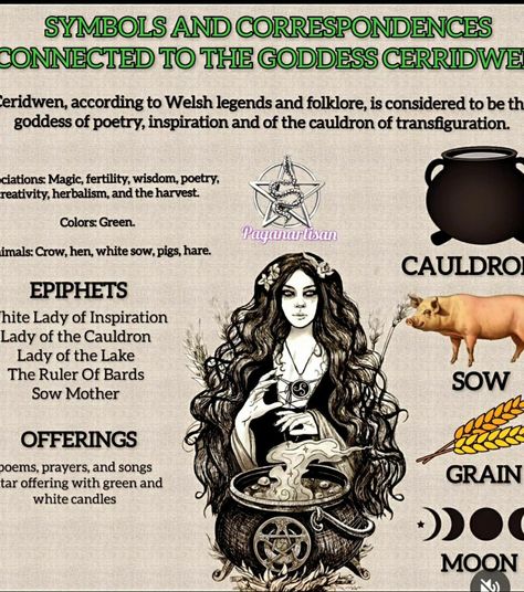 Cerridwen Goddess, Celtic Paganism, Earth Witch, Celtic Deities, White Candles, Book Of Shadows, Fertility, Affirmations, Witch