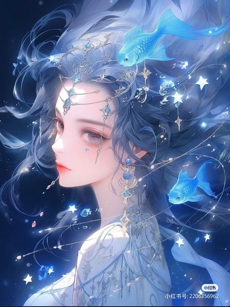 Birth Chart Astrology, Princess Hairstyles, Birth Chart, Dreamy Art, Cute Little Drawings, Art Anime, Twin Flame, Blue Hair, Pretty Pictures