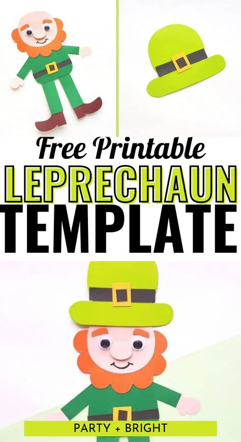 Grab this free printable leprechaun template, no sneaky trap required! Use it for decor or an easy St. Patrick's Day craft for a bit of luck! With just supplies you likely have on hand, this leprechaun paper craft comes together quickly and easily, no tricky steps or traps required! #stpatricksday #stpatricksdaycrafts Kindergarten St Patricks Day Crafts, Leprechaun Template Free Printable, Leprechaun Template, Leprechaun Craft Template, Colourful Crafts, Diy Leprechaun, Leprechaun Traps Ideas For Kids, Leprechaun Traps Ideas, Leprechaun Craft