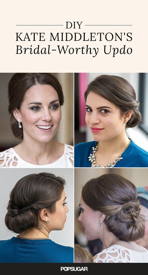 Kate Middleton Updo Hair How-To Kate Middleton Updo, Kate Middleton Makeup, Side Updo, Kate Middleton Hair, Updo Tutorial, Wedding Day Makeup, Side Hairstyles, Faux Hawk, Glam Squad