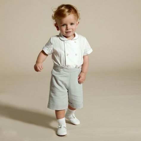 Baby Shopping List, Posh Clothing, White Cotton Shorts, Boys Formal Wear, Suits Show, Xmas Dress, Baby Ootd, Christening Outfit, Baby Fits