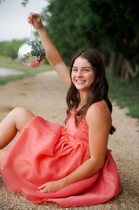 Senior Pictures Disco Ball, Disco Ball Photoshoot, Fort Worth Photography, Disco Photoshoot, Ball Photoshoot, Spring Pics, Spring Pictures, Senior Pics, Senior Photographers