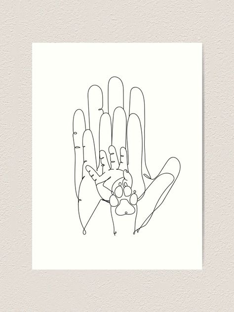 "Family Hands One Baby and Dog Paw line Art" Art Print by Valeria-Art | Redbubble Family Hands, Families Hands, Dog Line Art, Art Boutique, Family Drawing, One Line Art, One Line Drawing, Family Of Four, Baby Art