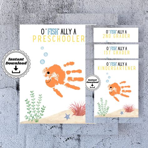 Underwater Classroom, O Fish Ally, School Craft, Christian School, Handprint Art, Fishing Theme, Preschool Kindergarten, School Crafts, Etsy Crafts