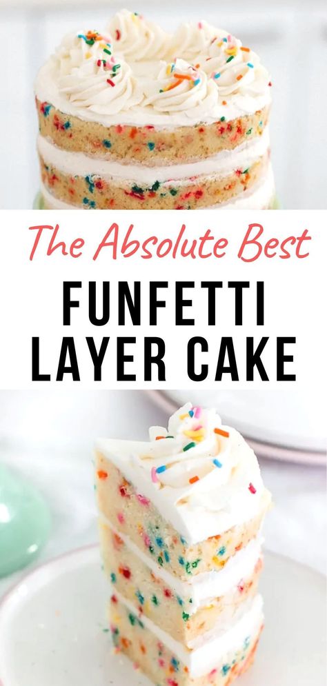 Homemade Cake Flavors, Fun Fetti Cake Recipe, Best Funfetti Cake, Funfetti Layer Cake, Confetti Cake Recipes, Homemade Funfetti Cake, Pineapple Upside Down Cake Recipe, Best Birthday Cake Recipe, Funfetti Cake Mix