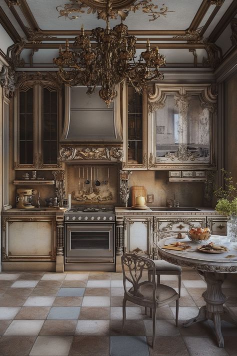 21 French-Style Kitchen Ideas for Your Home - Remodr Old Victorian Homes Interior Kitchen, Unfitted Kitchen French, Kitchen Ideas Victorian, Victorian Scullery, Victorian Homes Interior Kitchen, Old Victorian Homes Interior, Rustic French Kitchen, Kitchen Styles French, French Style Kitchen