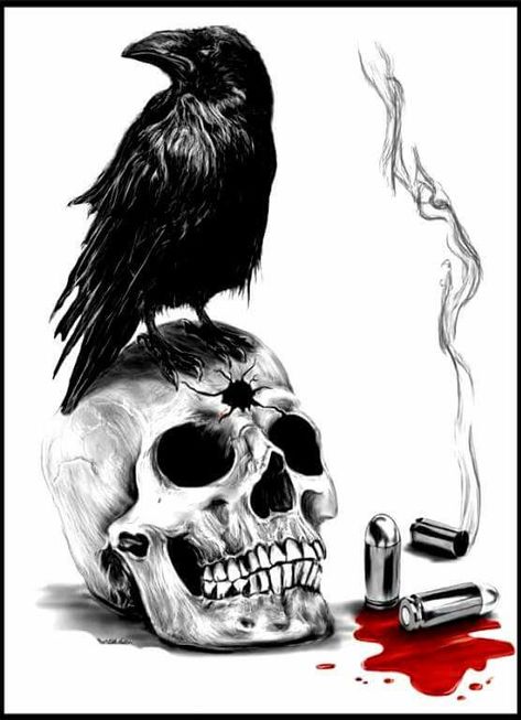 The Expandables, Expendables Tattoo, Crow Tattoo Design, Team Skull, Creepy Eyes, Scary Tattoos, Crow Tattoo, Crow Skull, Skull Painting