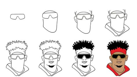 How to Draw Patrick Mahomes Step By Step How To Draw Patrick Mahomes, Chiefs Drawing, Drawing Sunglasses, Character Web, Growth Charts, Draw Two, Painted Pumpkin, Hair Sketch, Step By Step Hairstyles