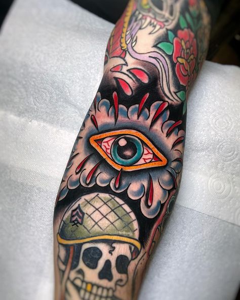 Traditional Tattoo Ditch, Eye Traditional Tattoo, Ditch Tattoos, Traditional Tattoo Eye, Traditional Tattoo Painting, Ireland Tattoo, Tattoo Eye, Commission Painting, Line Tattoos