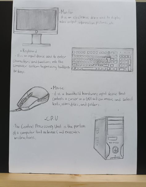 I know the keyboard's bad🤣🤣 Computer Reference Drawing, Computer System Drawing, Parts Of Computer Drawing, Computer Keyboard Drawing, Keyboard Drawing, Computer Drawing, Central Processing Unit, Bored Af, Computer Parts