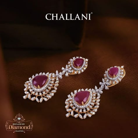 Cz Earrings Indian Gold, Diamond Earrings Indian, Ruby And Diamond Earrings, Ear Tops, Pendant Earrings Set, Beautiful Beaded Jewelry, Diamond Earrings Design, Gold Earrings Models, Diamond Pendants Designs