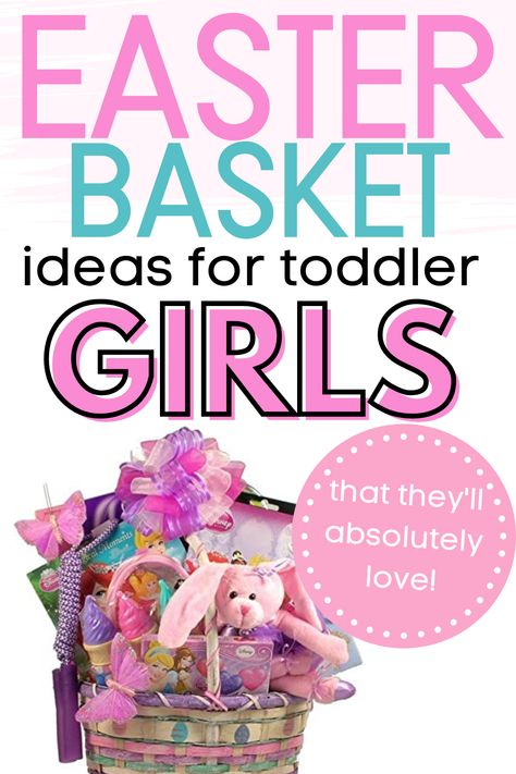 These Toddler Girl Easter basket stuffer ideas don't have any candy or chocolate but are filled with loads of fun stuff perfect for your 2 or 3 year olds. Toddlers will love being surprised with this basket of goodies from the Easter Bunny. Easter Basket Ideas For 4 Year Girl, Easter Basket Ideas For 5 Year Girl, Toddler Girl Easter Basket Ideas, Easter Basket Stuffer Ideas, Toddler Girl Easter Basket, Simple Easter Baskets, Toddler Easter Gifts, Easter Egg Stuffers, Easter Baskets To Make