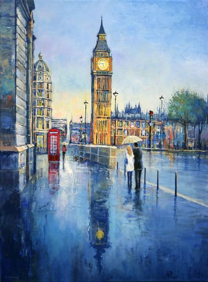 Buy London Rainy Street - Painting from Behshad Arjomandi for 1.100,00 EUR on Artelista.com, with free shipping and return worldwide London Painting, Dream Painting, Abstract City, City Painting, Simple Acrylic Paintings, Lukisan Cat Air, London Art, Art Watercolor, Pablo Picasso