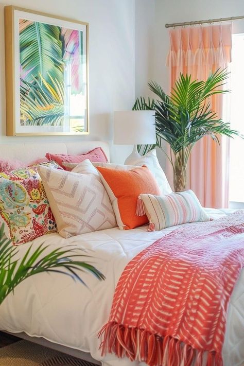 Koti Diy, Summer Bedroom, Tropical Bedrooms, Decor Ideas Bedroom, Decor Quotes, Home Decoration Ideas, Beach Bedroom, Decor Wallpaper, Bedroom Refresh