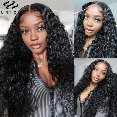 Water Wave Wig, Unice Hair, Glueless Wig, Lace Front Wigs Human Hair, Wave Wig, Wig Human Hair, Lace Closure Wig, Hair Wear, Bleached Hair