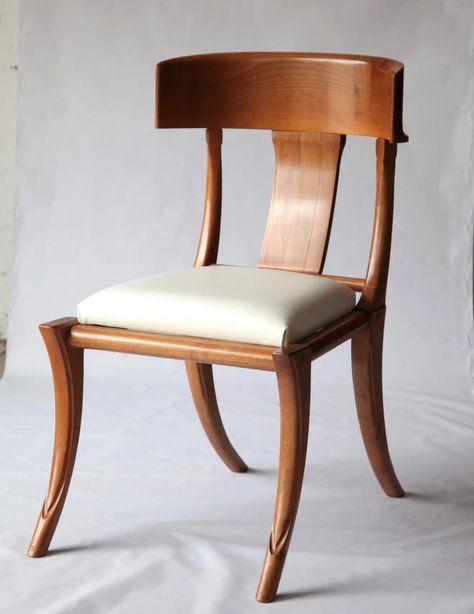 Klismos Chair, Italian Walnut, Natural blonde stain and shellack polish finish For Sale at 1stDibs Walnut Wood Chair, Klismos Dining Chair, Klismos Chair, Greek Decor, The Grand Tour, Chair Parts, Solid Wood Chairs, Vintage Dining Room, Elegant Chair