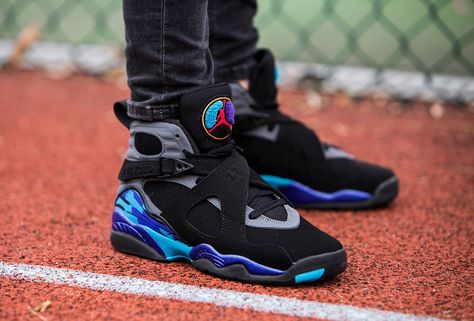 Air Jordan 8 Retro (BG) "Aqua" (305368-025) - http://goo.gl/Xo2I0Z Jordan 8 Aqua, Jordan 8s, Air Jordan 8 Retro, Air Jordan 8, Skate Stickers, Sneakers Box, Trainers Nike, Nike Fashion Shoes, Jordan Shoes Retro