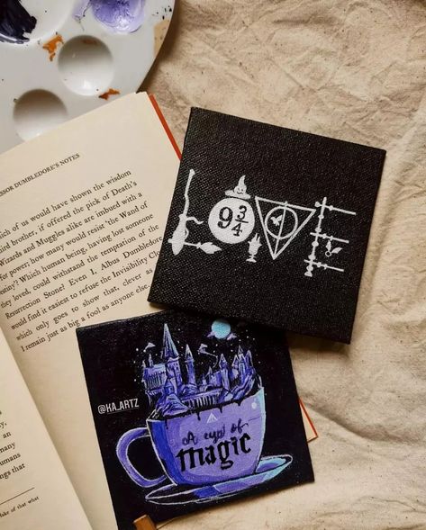 Small Canvas Art Harry Potter, Mini Canvas Art Harry Potter, Harry Potter Theme Painting, Harry Potter Painting Ideas On Canvas, Harry Potter Acrylic Painting, Harry Potter Canvas Painting, Painting Harry Potter, Hogwarts Painting, Harry Potter Canvas Art