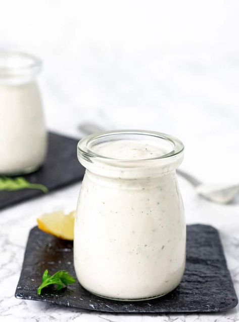 Vegan Ranch Dressing Recipe - Healthier Steps Vegan Ranch Dressing Recipe, Healthy Ranch Dressing Recipe, Healthy Dressing Recipes, Vegan Salad Dressing Recipes, Vegan Ranch Dressing, Autoimmune Recipes, Healthy Dressing, Vegan Salad Dressing, Daniel Fast Recipes