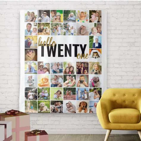 21st Birthday Hello Twenty One 40 Photo Collage Photobooth Backdrop Birthday, Birthday Photo Backdrop, Hello Thirty, Photobooth Backdrop, Collage Black, Birthday Photo Collage, Instagram Square, Photo Collage Gift, Backdrop Birthday