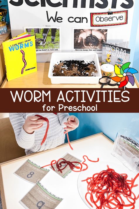 Worm Activity Preschool, I Am A Scientist Preschool, Worms Eyfs Activities, Worms For Preschoolers, Worm Theme Preschool, Inch Worm Craft Preschool, Underground Activities For Preschool, Worm Study Preschool, Worms Activity Preschool