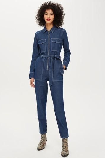 Topshop Utility Zip Boiler Suit Navy Jumpsuit Outfit, Blue Jumpsuit Outfit, Fall Jumpsuit Outfit, Pants Suits For Women, Denim Jumpsuit Outfit, Jumpsuit Outfit Casual, Tropical Romper, Outfit 2020, Jumpsuit Fall