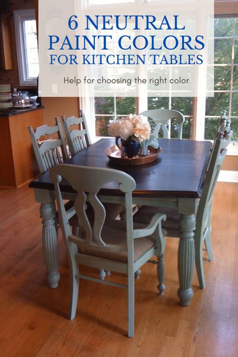 Painted Furniture Ideas | 6 Great Paint Colors for Kitchen Tables - Painted Furniture Ideas Slate Blue Dining Room, Chalk Paint Dining Table, Chalk Paint Kitchen Table, Dining Table Redo, Painted Dining Room Table, Painted Table Tops, Kitchen Table Top, Blue Dining Tables, Chalk Paint Kitchen