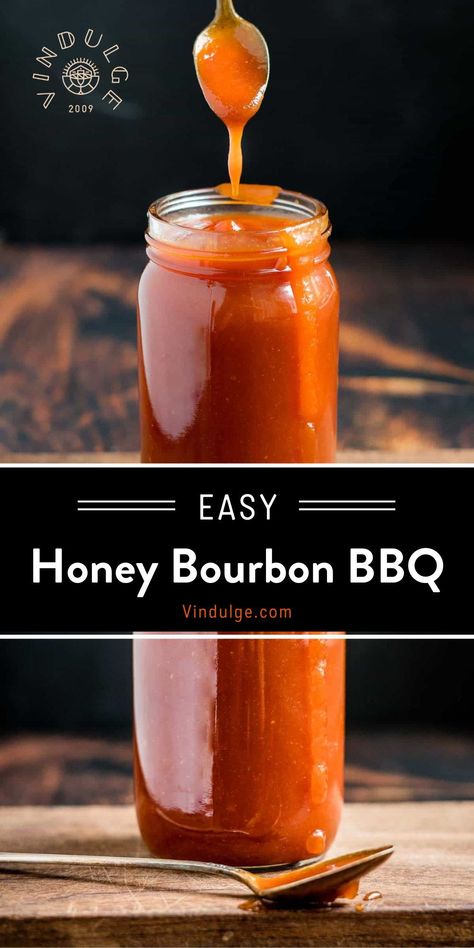 A homemade Honey Bourbon Barbecue Sauce recipe that has smoky flavor and a touch of sweet with honey versus brown sugar. Perfect BBQ Sauce for chicken wings or pork ribs! Homemade Wing Sauce, Bbq Sauce For Chicken, Sauce For Chicken Wings, Bourbon Barbecue Sauce Recipe, Honey Barbeque Sauce, Bourbon Bbq Sauce Recipe, Honey Bbq Sauce Recipe, Bourbon Barbecue Sauce, Bourbon Bbq Sauce