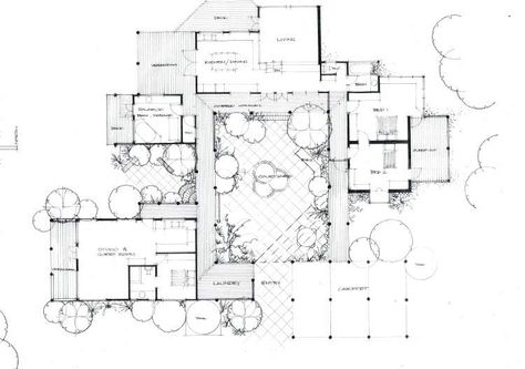 U Shaped House Plans, L Shaped House Plans, U Shaped Houses, Architecture Courtyard, Chinese Courtyard, Florida House Plans, L Shaped House, Modern Courtyard, Pool House Plans