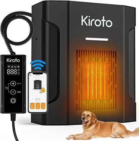 A 300Watt Safe Quiet Dog Heaters Outdoor for Kennels. The heater will keep your pets safer, warmer and comfortable during winter. Dog House Heater, House Heater, Outdoor Dog Kennel, Outdoor Dog House, Wall Mounted Heater, Dog Kennel Outdoor, Dog Essentials, Patio Heater, Outdoor Dog