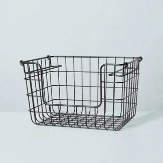 Black Hearth, Black Wire Basket, Stacking Basket, Wire Basket Storage, Black Basket, Hearth & Hand With Magnolia, Wood Knobs, Wire Storage, Kitchen Storage Rack