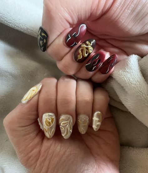 Good Omens Nail Art, Good Omens Inspired Nails, Good Omens Nails, Supernatural Nails, Outfit Reference, Reference Ideas, Birth Day, Nails And Makeup, Funky Nails