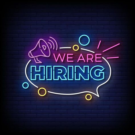 we are hiring Neon Sign On Brick Wall Background Vector Now Hiring Image, Now Hiring Sign, Now Hiring, Sign Image, Brick Wall Background, Hiring Now, We Are Hiring, Baby Shower Fun, Wall Background