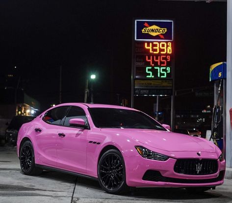 Pink Maserati, Maserati Aesthetic, Pink Cars, Honda Accord Sport, Maserati Ghibli, Pink Car, Pink Vibes, Pretty Cars, Everything Pink