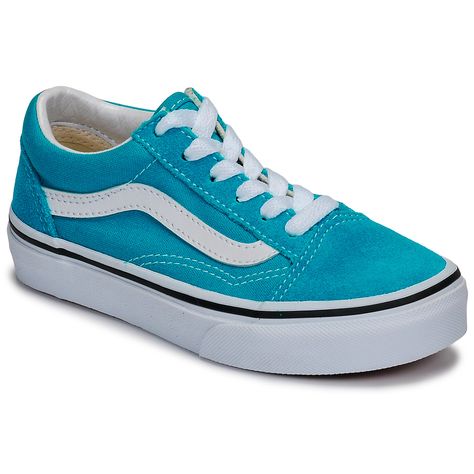 Tailles dispos: 27,28,29. Baskets basses enfant Vans  OLD SKOOL  Bleu Disponible en taille garcon.  Il y a de la nouveauté du côté des sneakers chez Vans !   Mais plus que d'en parler, le mieux est encore de l'essayer... Vans . Vans Old Skool, Old Skool, Vans Old Skool Sneaker, Vans Sneaker, Baskets, Textiles, Sneakers