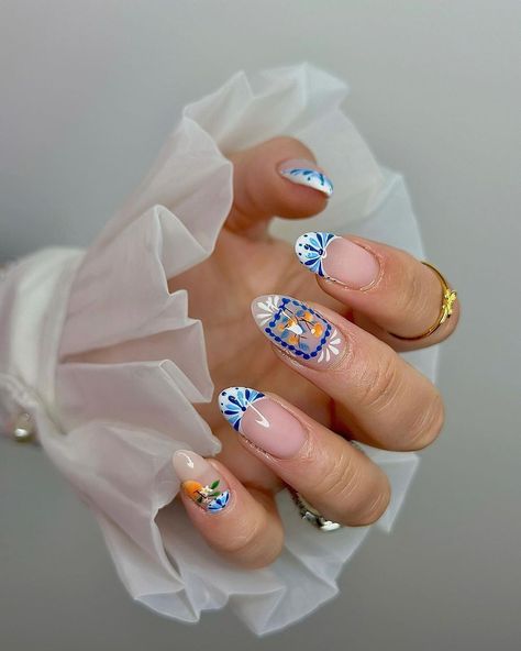 Europe Nails, Summer Vacation Nails, Summer Nails Almond, August Nails, Easy Nails, Stil Boho, Vacation Nails, Styl Boho, Nail Art Summer