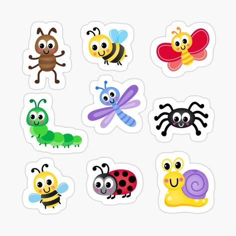 Get my art printed on awesome products. Support me at Redbubble #RBandME: https://www.redbubble.com/i/sticker/Cute-Bugs-Sticker-Set-by-JKavanaghDesign/161577400.EJUG5?asc=u Insect Cake, Insects Illustration, Insect Stickers, Baby Bunting Bag, Mosquito Patch, Garden Stickers, Insect Pictures, Teaching Classroom Decor, Pictures Of Insects