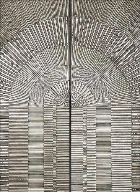 Bonded Nickel Silver with Natural Patina shown in Eclipse full-sheet pattern Modern Entrance Door, Modern Entrance, Wall Panel Design, 3d Cnc, Door Detail, Material Textures, Interior Concept, 3d Texture, Nickel Silver