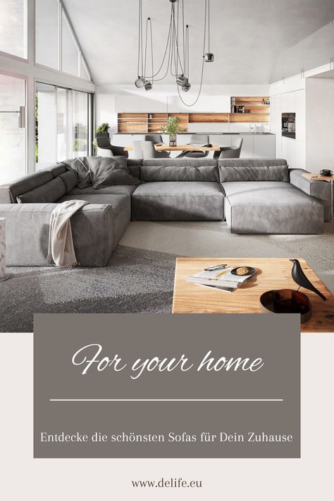 Extra große Wohnlandschaft in Grau Sofa Sala, Sofa Online, Outdoor Lounge, Living Dining Room, Sectional Couch, Lounge, Dining Room, Couch, House Design