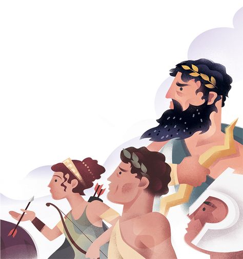 Ancient Greek Illustration, Greek Mythology Illustration, Mythology Illustration, Greek Pantheon, Greek Heroes, Flat Design Illustration, Human Figure Drawing, Boy Illustration, Ancient Mythology