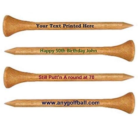 PRICES MAY VARY. Set of 100 personalized 2 3/4 inch natural golf tees for enhanced gameplay Crafted meticulously from premium, sustainable wood Elevate your golfing experience with personalized, eco-friendly tees Ideal for both experienced players and beginners Carefully designed package keeps tees organized and accessible Thoughtful gift for golf enthusiasts, reflecting their individuality 100 count Personalized 2 3/4" Natural wooden Golf Tees Upload Your Own Text Personalized Natural Golf Tees Golf Party Games, Ribbon Packaging, 50th Wedding Anniversary Party, Golf Party, Golf Theme, Happy 50th Birthday, Personalized Golf, Golf Tees, Golf Tournament