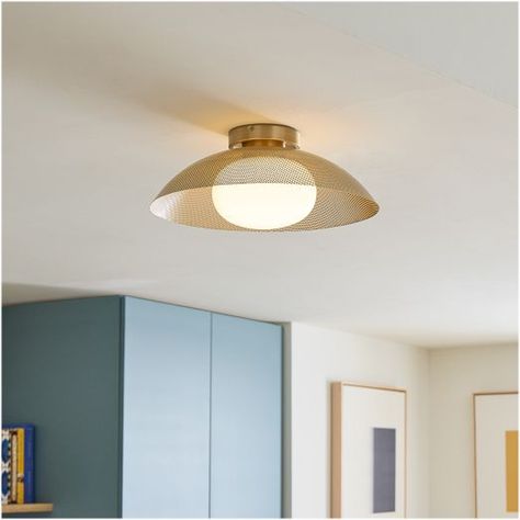 Modern Flush Mount Lighting | West Elm Modern Flush Mount Ceiling Light, Modern Flush Mount Lighting, Modern Flush Mount, Study Furniture, Bathroom Solutions, Metal Canopy, Perforated Metal, Light Fixtures Flush Mount, Furniture Trends